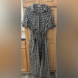 Calvin Klein Black and White Checkered Dress